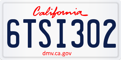 CA license plate 6TSI302