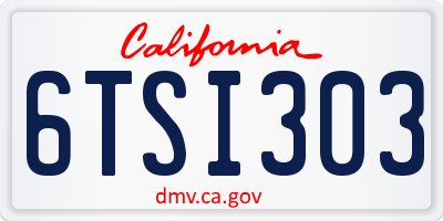 CA license plate 6TSI303