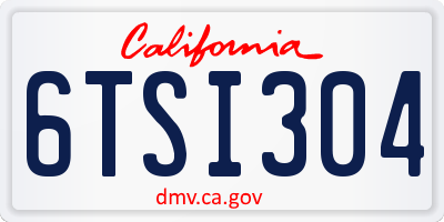 CA license plate 6TSI304