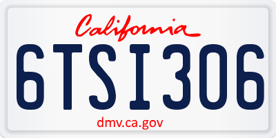 CA license plate 6TSI306