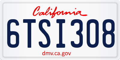 CA license plate 6TSI308