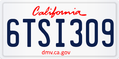 CA license plate 6TSI309