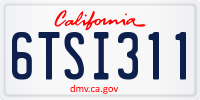 CA license plate 6TSI311
