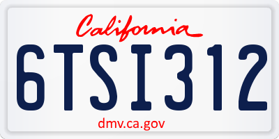 CA license plate 6TSI312