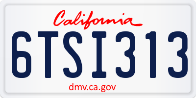 CA license plate 6TSI313