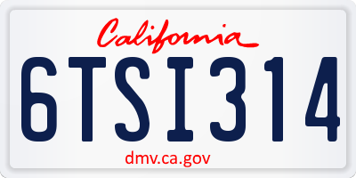CA license plate 6TSI314