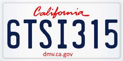 CA license plate 6TSI315