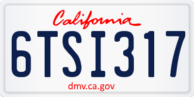 CA license plate 6TSI317