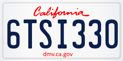 CA license plate 6TSI330