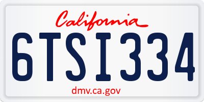 CA license plate 6TSI334