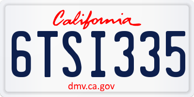 CA license plate 6TSI335