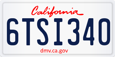 CA license plate 6TSI340