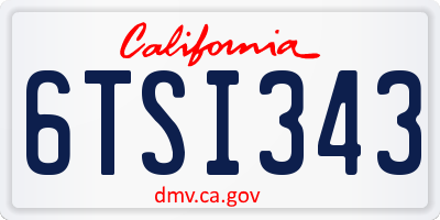 CA license plate 6TSI343