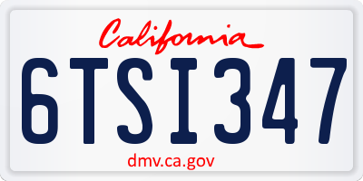 CA license plate 6TSI347