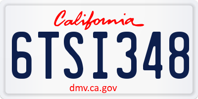 CA license plate 6TSI348