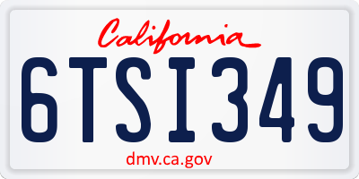 CA license plate 6TSI349