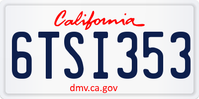 CA license plate 6TSI353