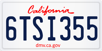 CA license plate 6TSI355