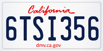 CA license plate 6TSI356