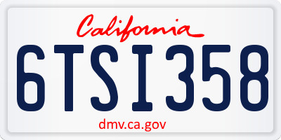 CA license plate 6TSI358