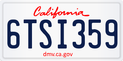 CA license plate 6TSI359