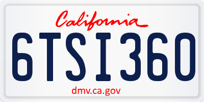 CA license plate 6TSI360