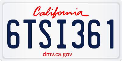 CA license plate 6TSI361