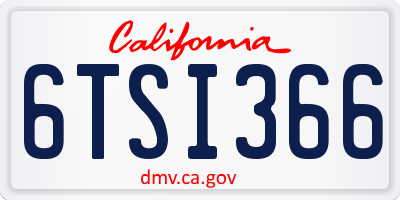 CA license plate 6TSI366