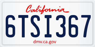 CA license plate 6TSI367