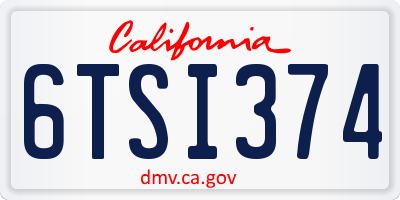 CA license plate 6TSI374