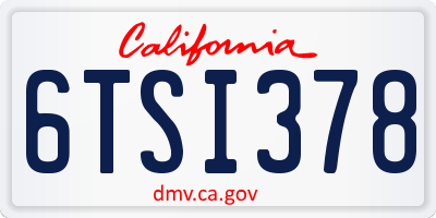 CA license plate 6TSI378