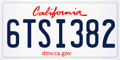 CA license plate 6TSI382