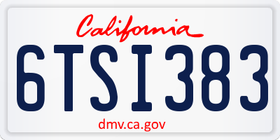 CA license plate 6TSI383