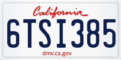 CA license plate 6TSI385
