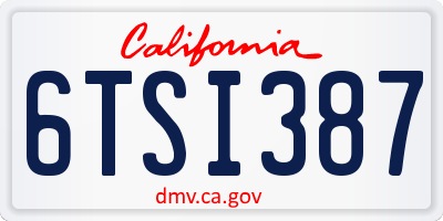CA license plate 6TSI387