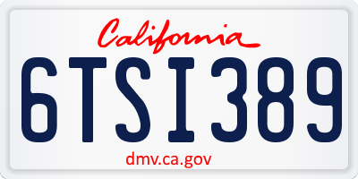 CA license plate 6TSI389