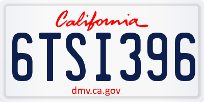 CA license plate 6TSI396