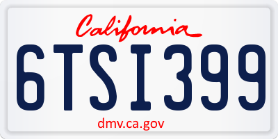 CA license plate 6TSI399