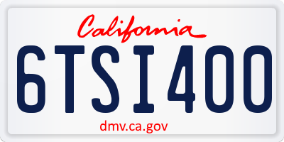 CA license plate 6TSI400
