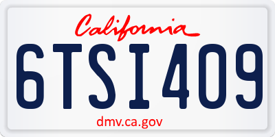 CA license plate 6TSI409