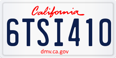 CA license plate 6TSI410