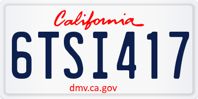 CA license plate 6TSI417
