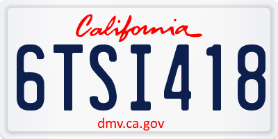 CA license plate 6TSI418