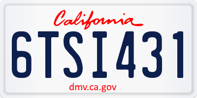 CA license plate 6TSI431