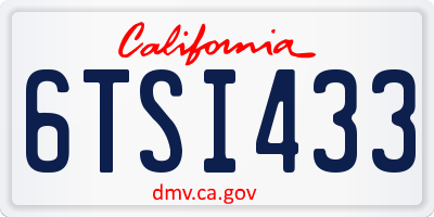 CA license plate 6TSI433