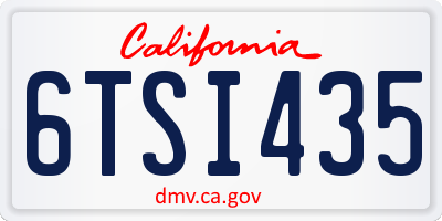 CA license plate 6TSI435