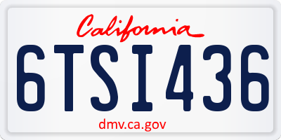 CA license plate 6TSI436