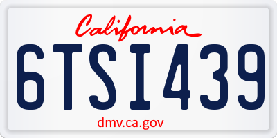 CA license plate 6TSI439