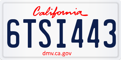 CA license plate 6TSI443