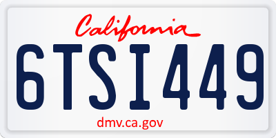 CA license plate 6TSI449